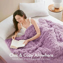 Snuffly® Ruched Faux Fur Cozy Throw Blanket