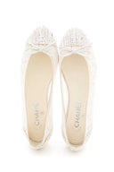 WHITE TEXTURED BALLERINA FLATS