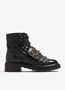 QUILTED COMBAT BOOTS BLACK