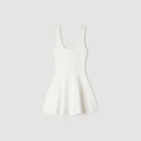 SANDRA BEADED KNIT SHORT DRESS WHITE