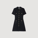 SANDRA JERSEY DRESS WITH BUTTONS BLACK