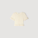 SANDRA RUFFLED KNIT CARDIGAN WHITE
