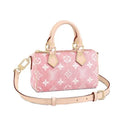 pink denim mini duffle bag